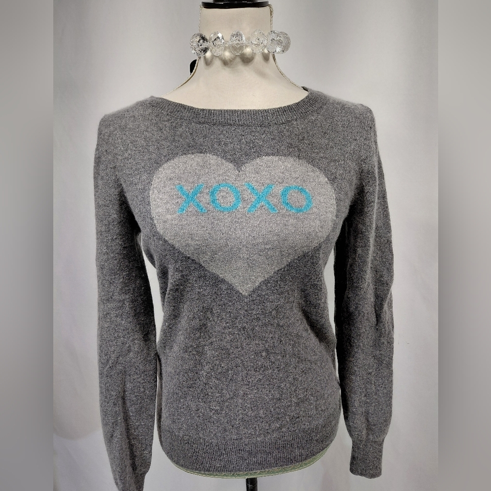 Halogen Grey Cashmere XOXO Sweater